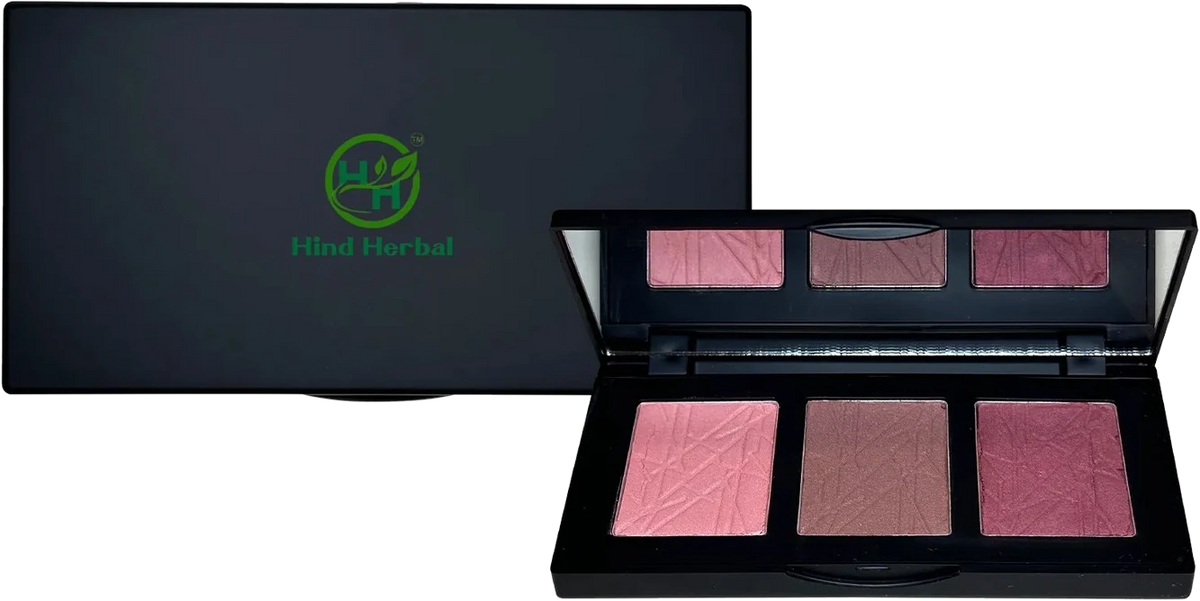 HIND HERBAL all in 1 daily makeup box, full cover foundation blush pallete, dual tip eye definer pen, luxury matte lipstick, luminizing powder, bronzer, dual blend foundation powder, setting spray , lip liner, beauty blender