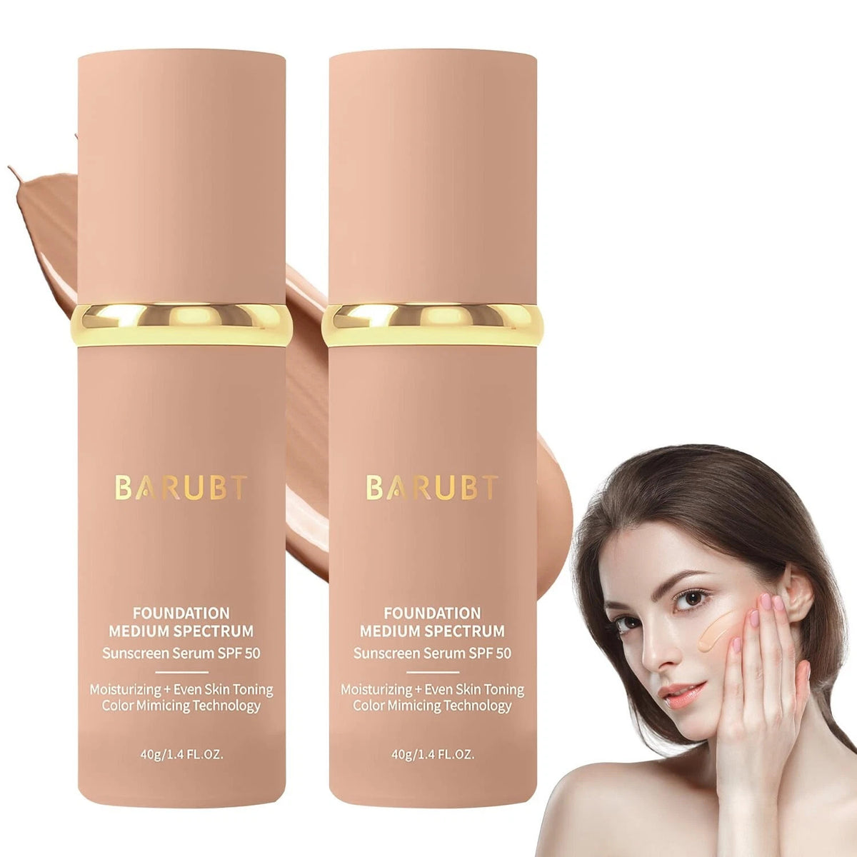 Barubt pack of (1,2 and 3) 4 in 1 foundation liquid moisturizing Medium tones spf50